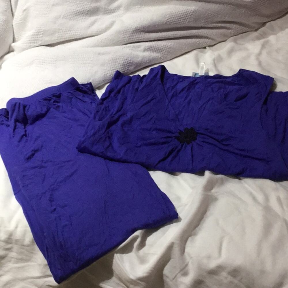 On gossamer L blue pajamas with black detail nwot